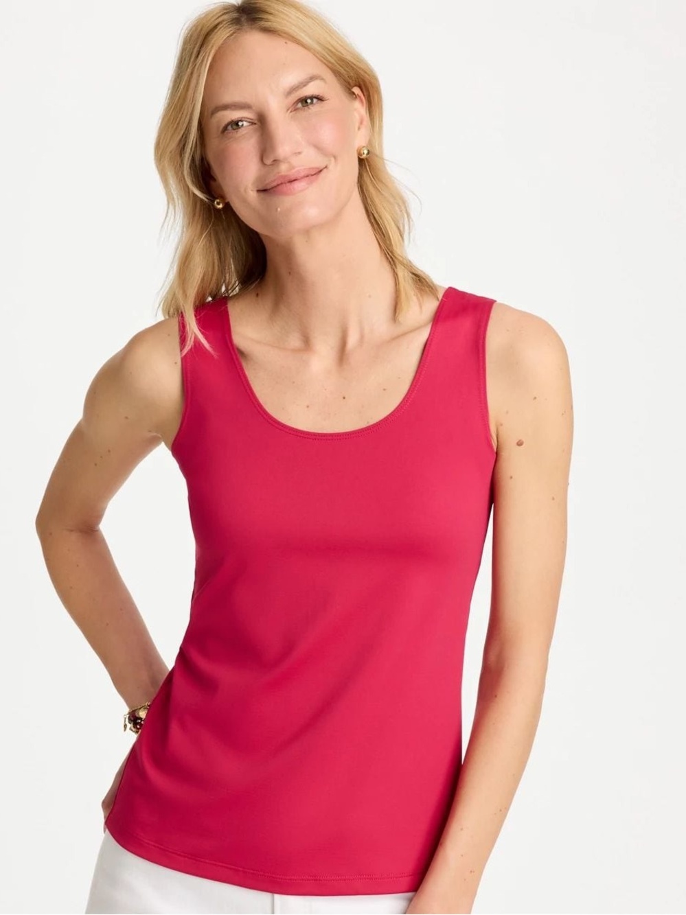 Chico’s Microfiber Contemporary Tank Basic Knit in Raspberry Size 1 (M)